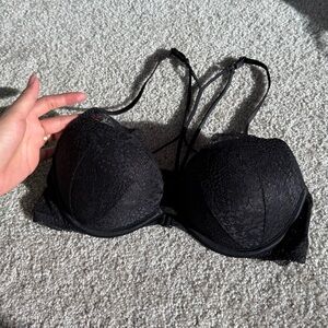 Victoria Secret PINK black lace bra front-close 34B